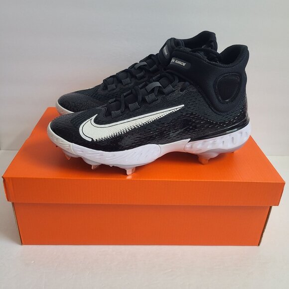 Nike Alpha Huarache Elite 4 Mid Baseball Cleats DJ6520-001 Size 9.5 Black main image 9